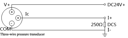 4-20mA circuit of three-wire pressure transducer powered by DCS
