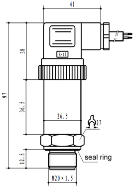 Diaphragm pressure transducer dimension drawing