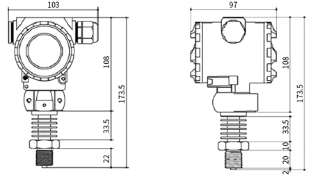 High temperature pressure sensor dimension drawing High temperature pressure sensor dimension drawing