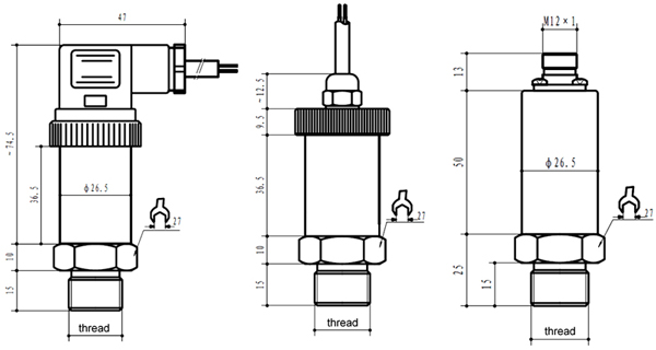 Pressure sensor dimension drawing